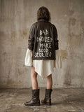 Giacca in pelle vintage ‘Bad choices’ hand printed