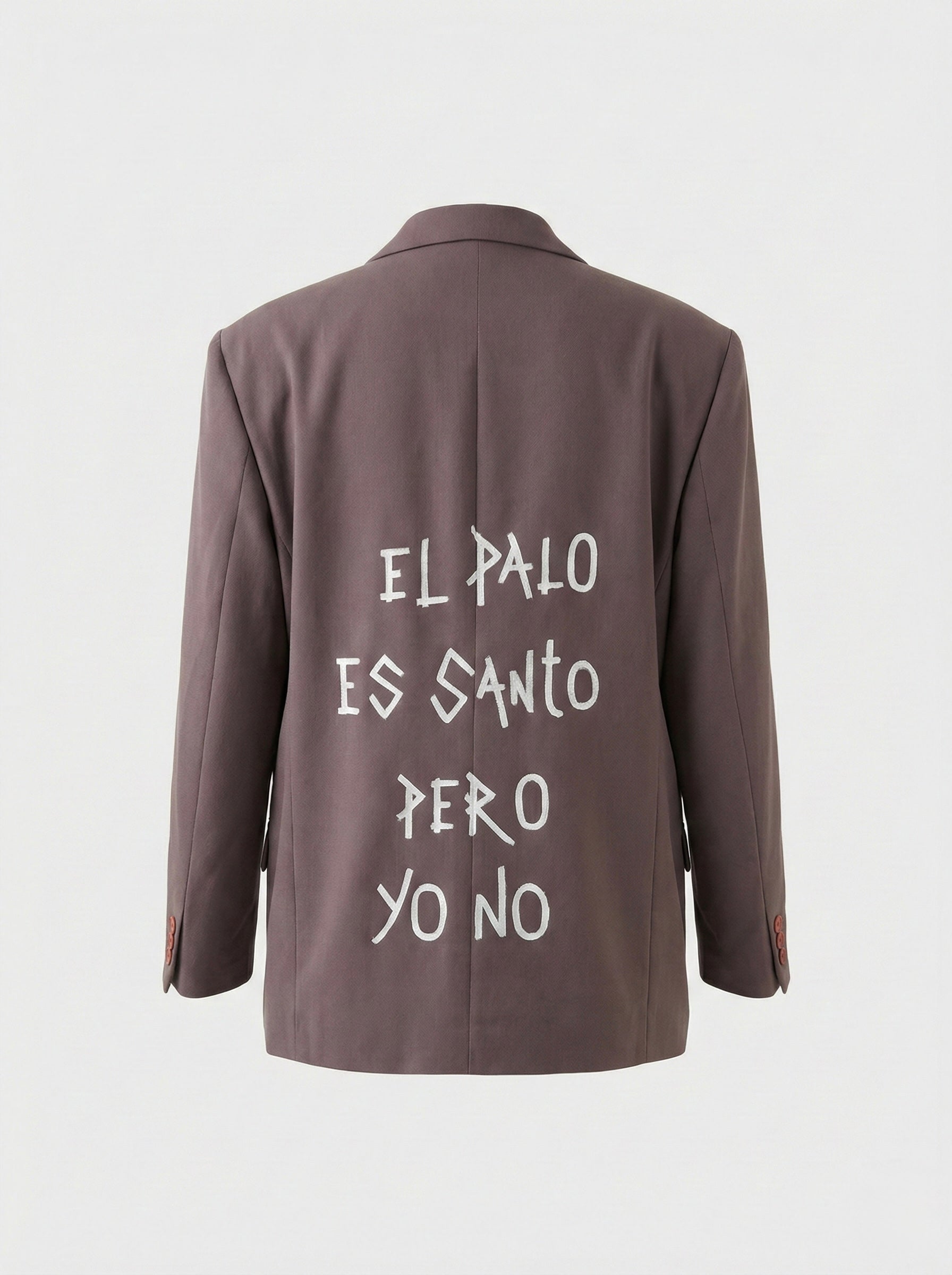 Blazer doppiopetto ‘El palo es santo, pero yo no’ handmade