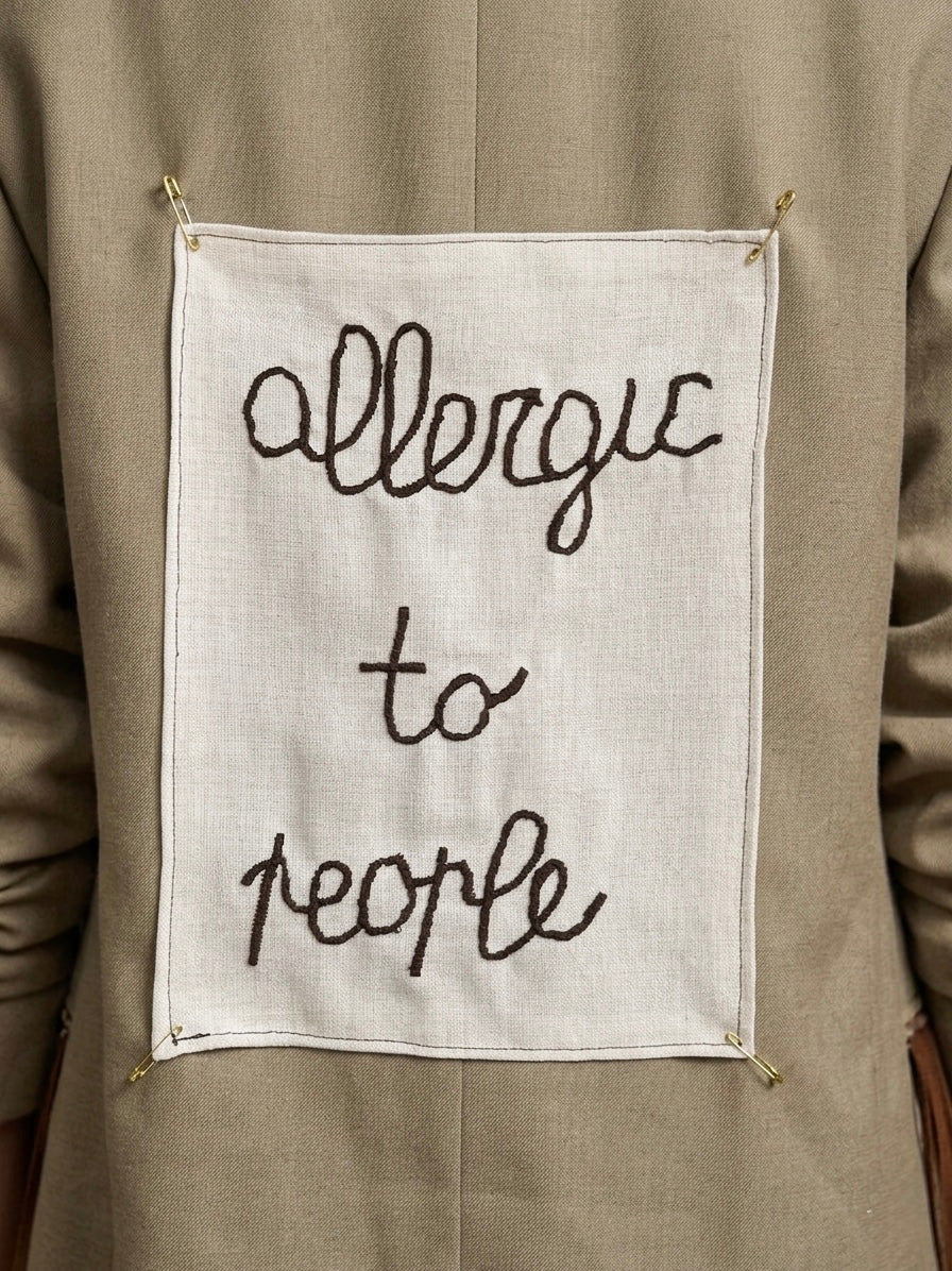 Blazer doppiopetto vintage ‘Allergic to people’ handmade