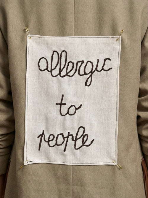 Blazer doppiopetto vintage ‘Allergic to people’ handmade