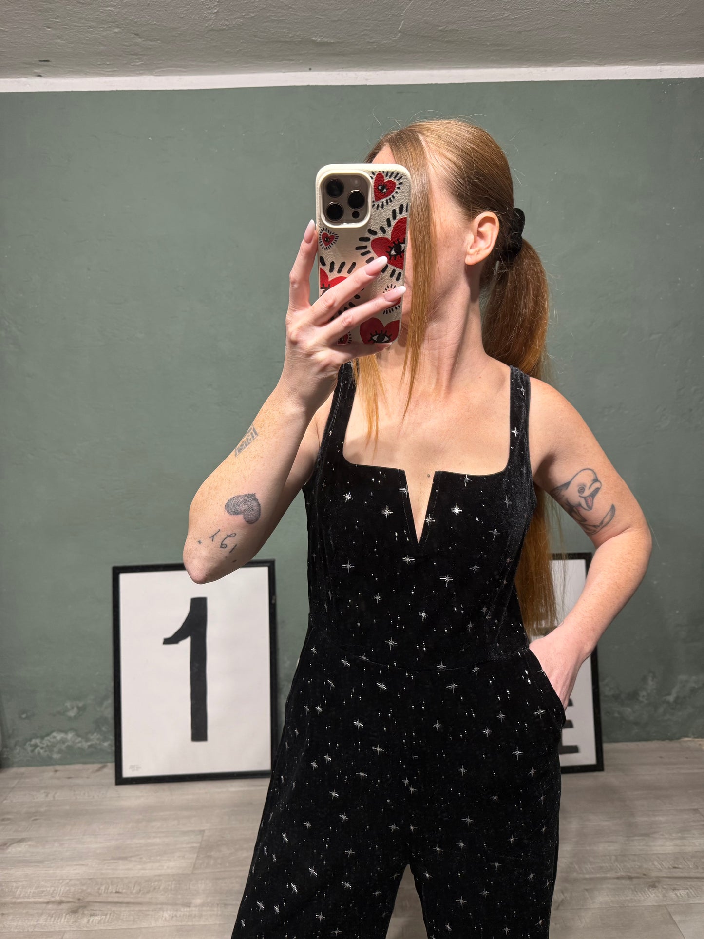 Tuta velluto stampa argento