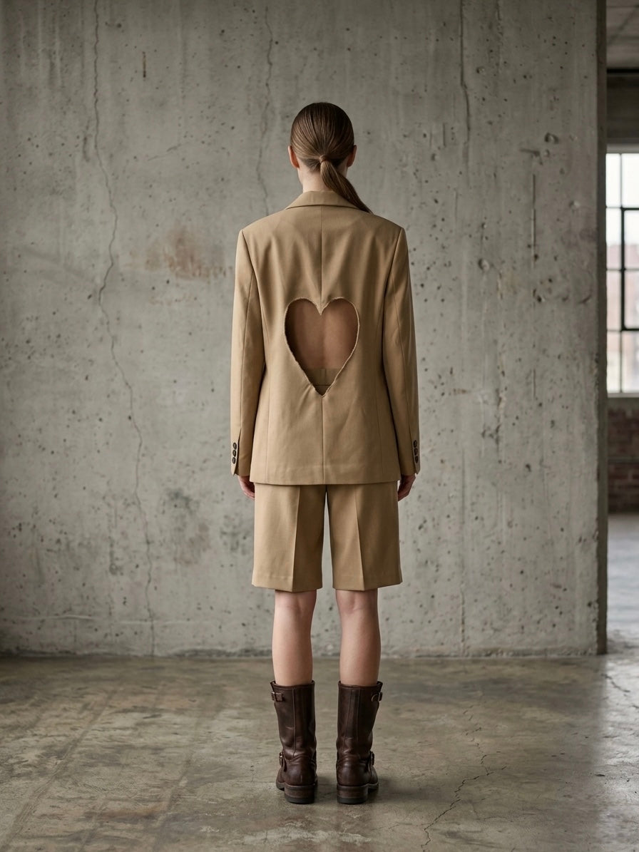 Blazer doppiopetto ‘white ghost heart’ reworked