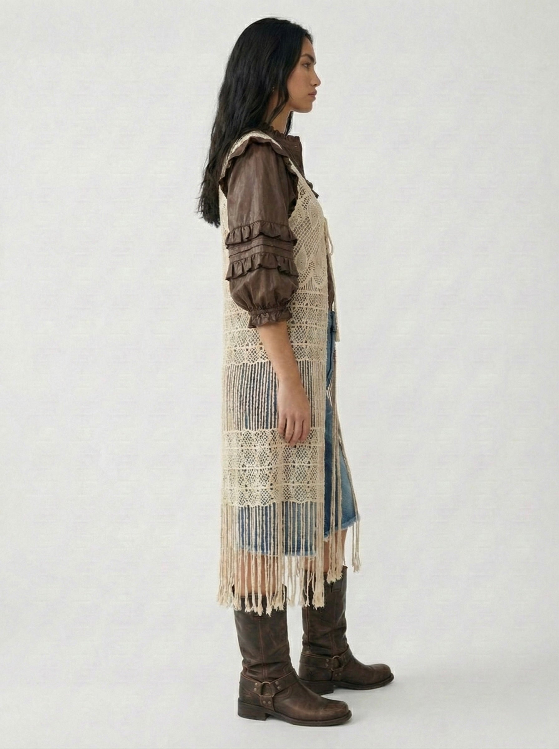 Gilet macrame frange