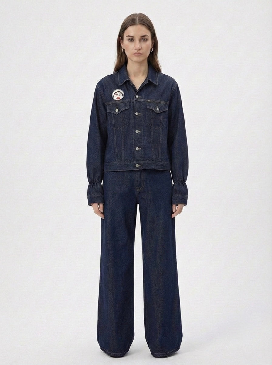 Giacca denim frange e patch