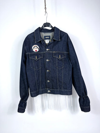 Giacca di jeans frange e patch