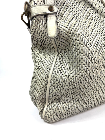 Borsa shopper in pelle intrecciata
