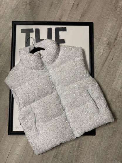 Gilet fluffy paillettes