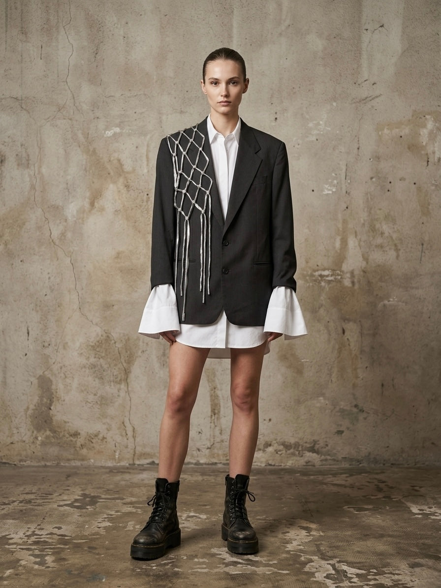 Blazer vintage Valentino ‘silver knot’ reworked