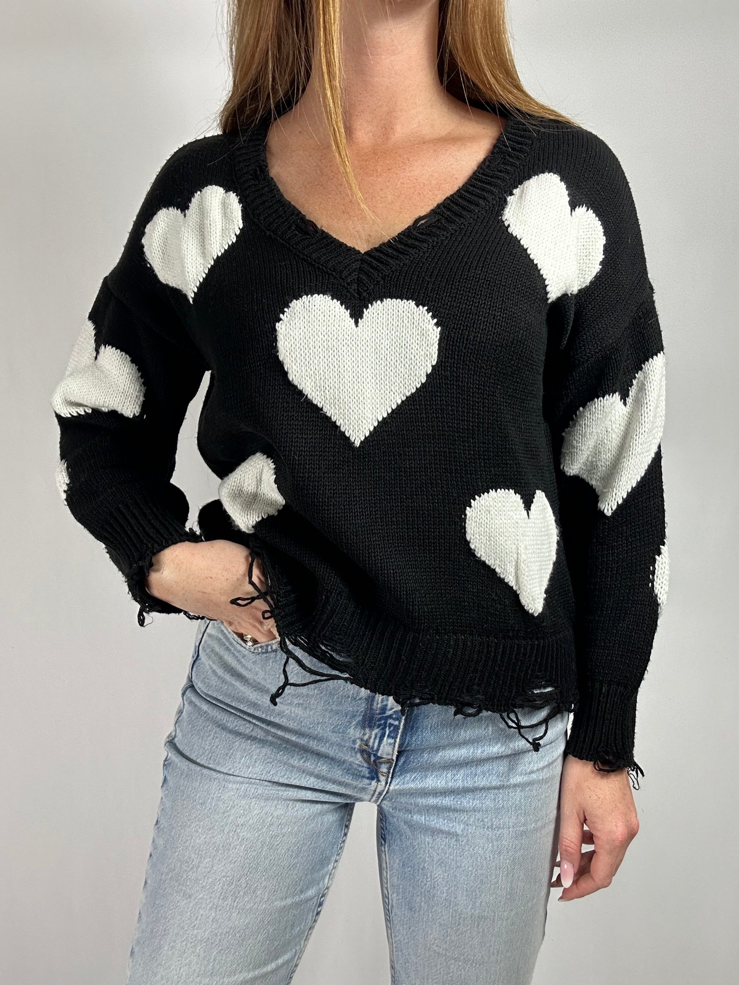 Pull scollo V cuori tg.M