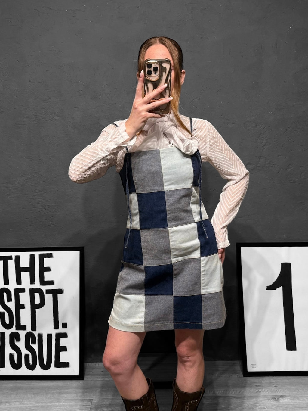 Abito denim patchwork