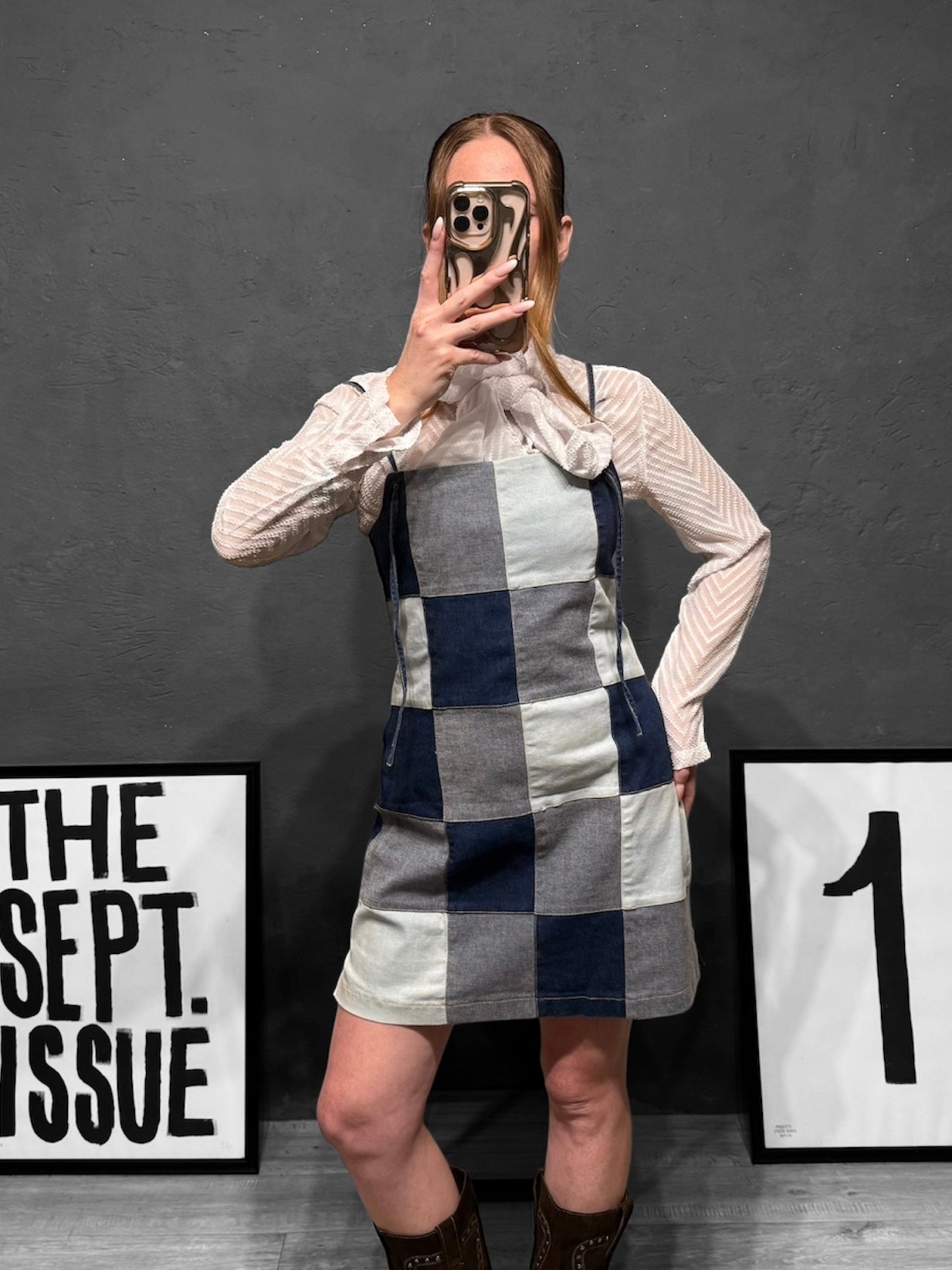 Abito denim patchwork