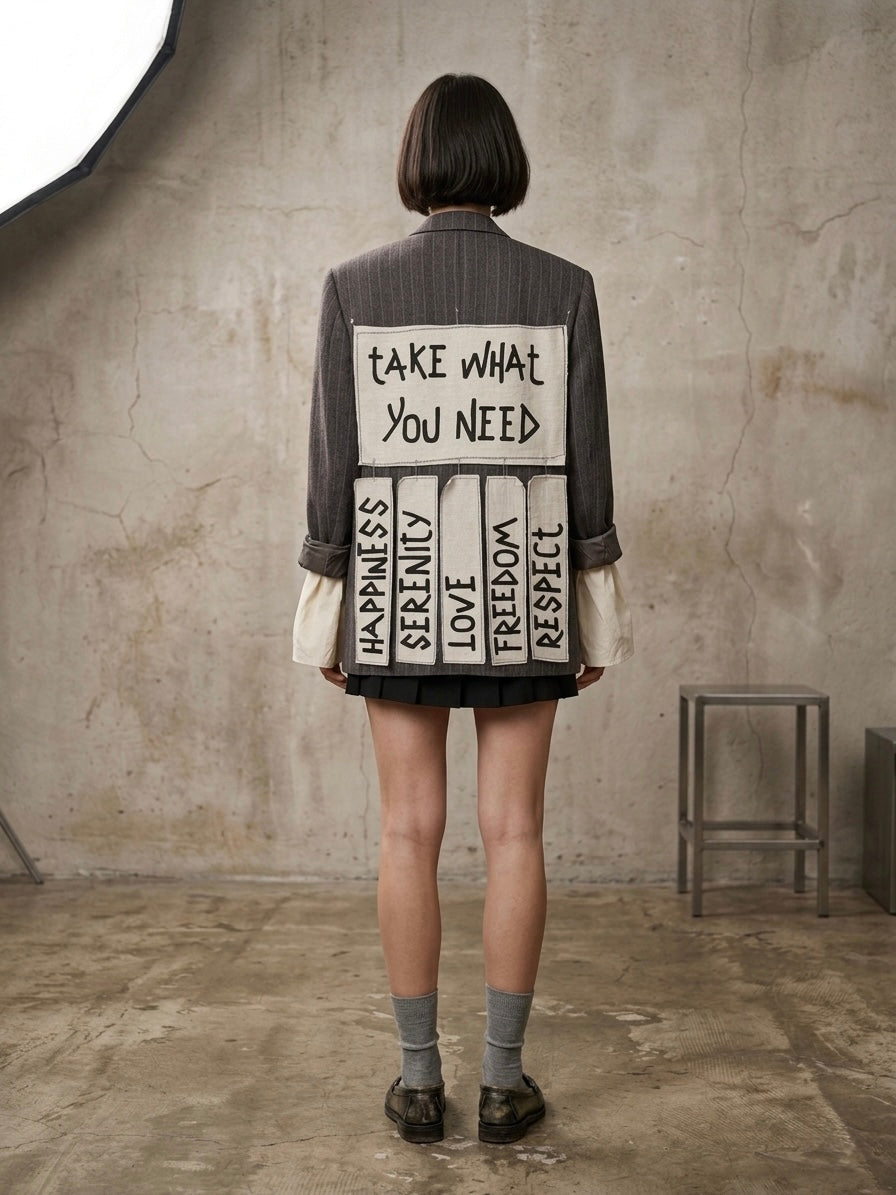 Blazer doppiopetto gessato ‘Take what you need’