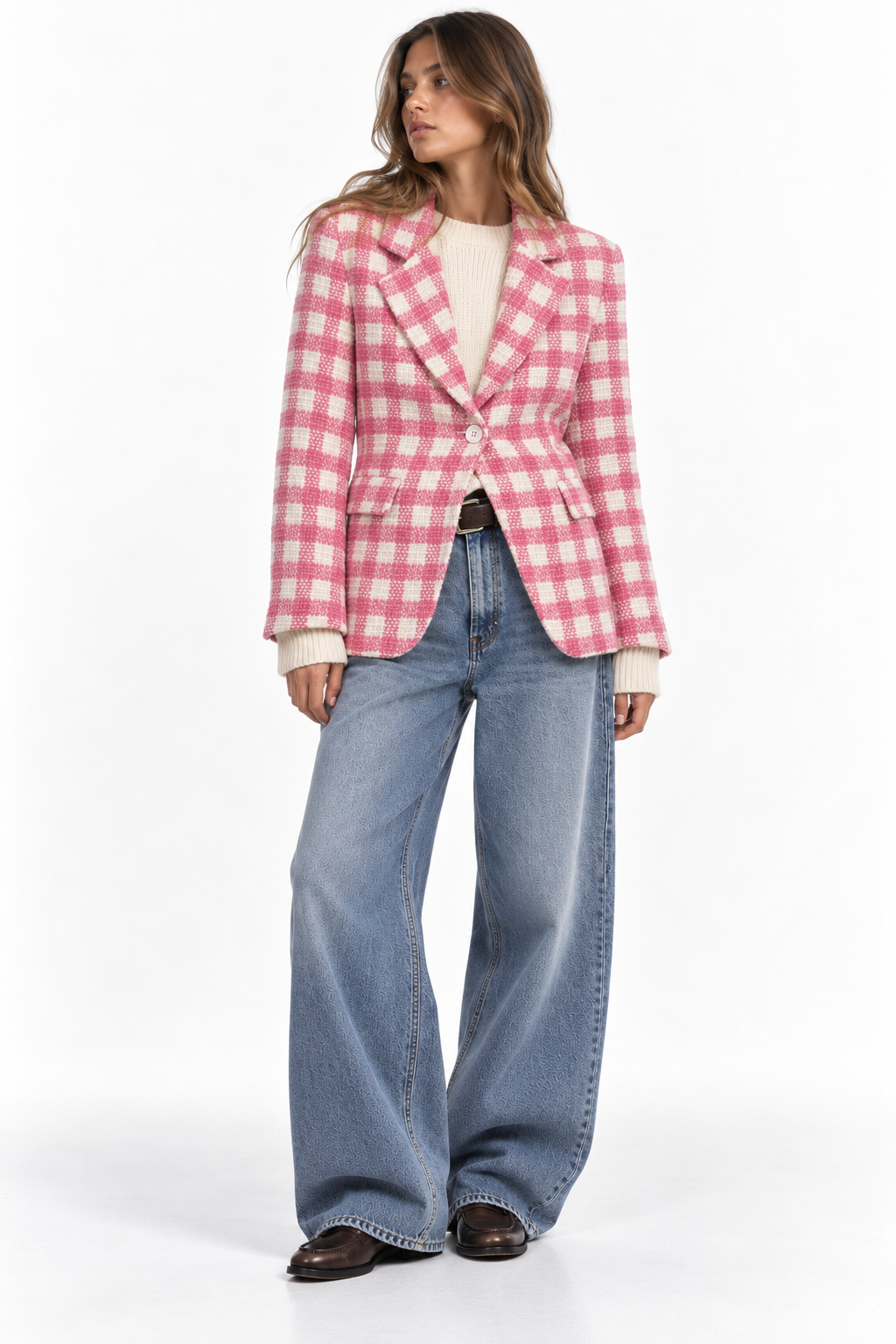 Blazer Tweed Rosa e Panna