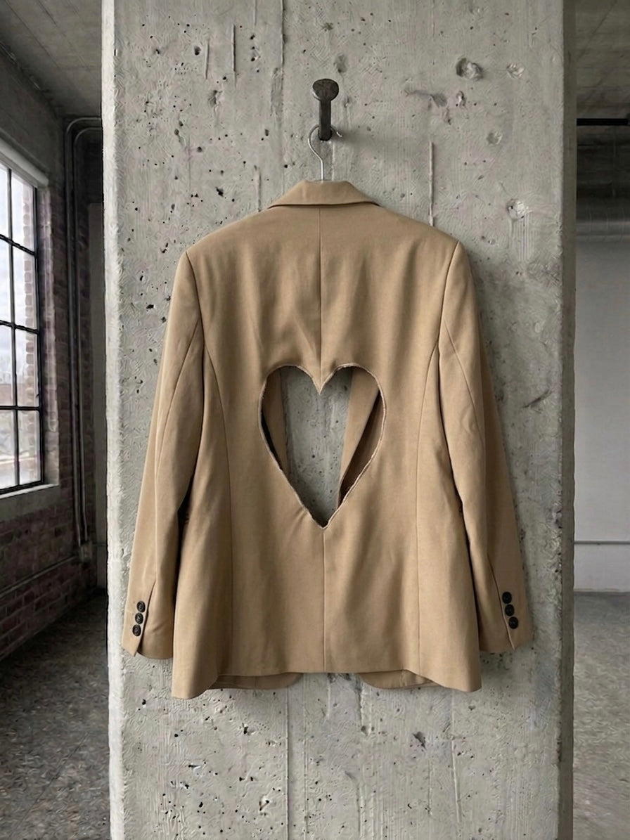 Blazer doppiopetto ‘white ghost heart’ reworked