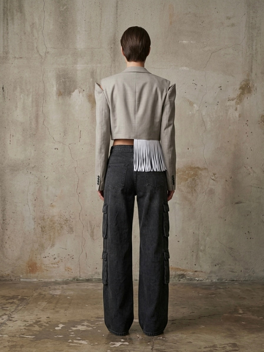 Blazer cropped-cut out frange