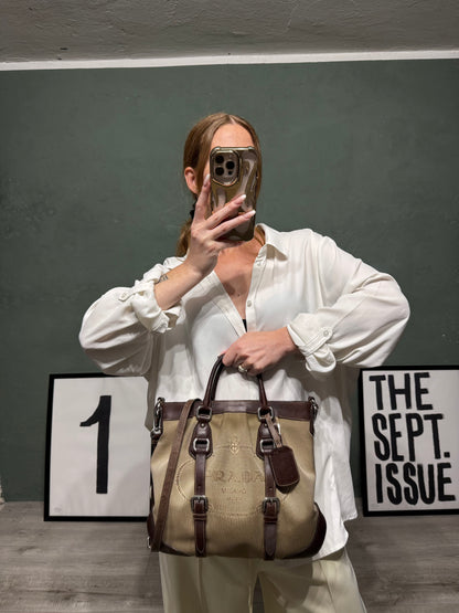 Prada Brown Canapa Canvas & Leather