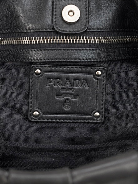 Prada Buckle Pleated Shoulder Hobo Bag Soft Calf Medium