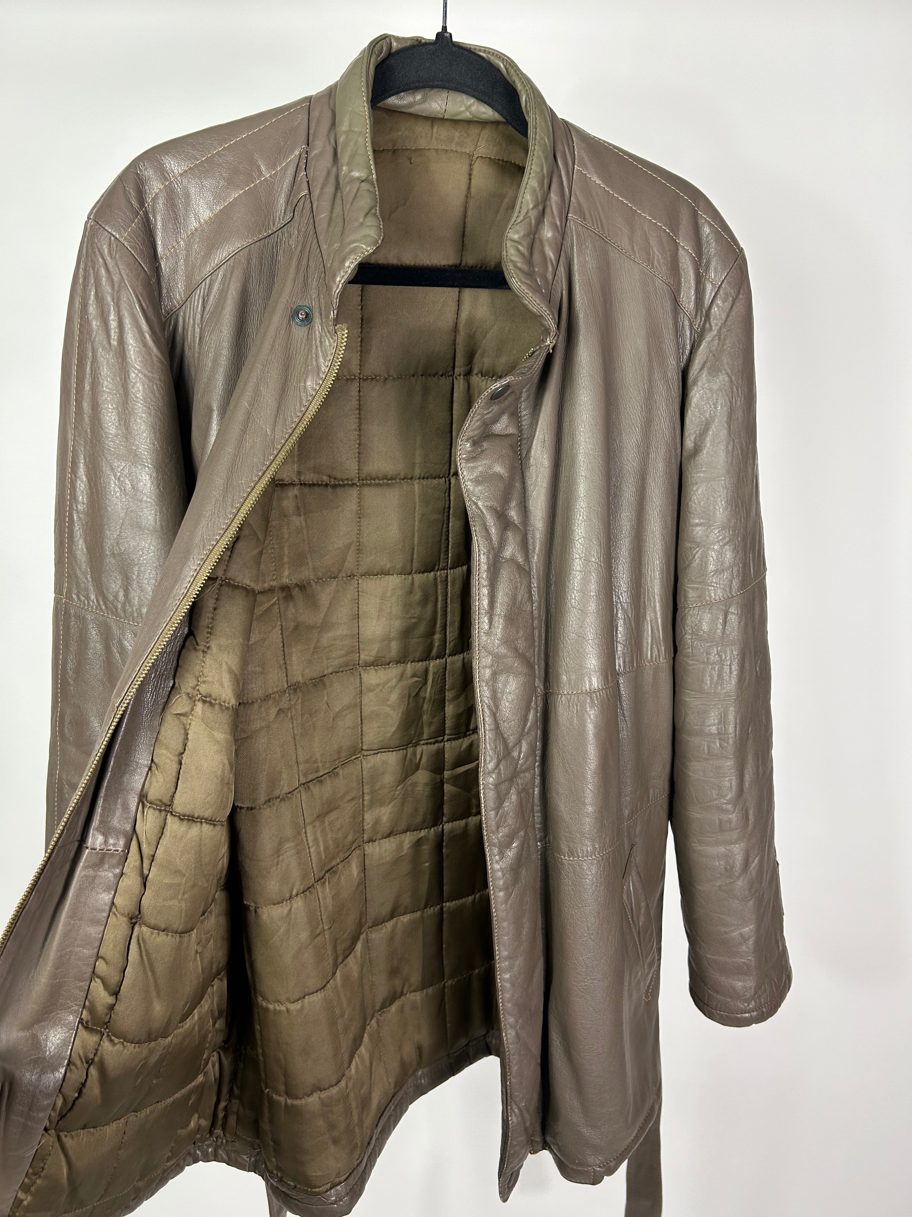 Giacca in pelle tortora