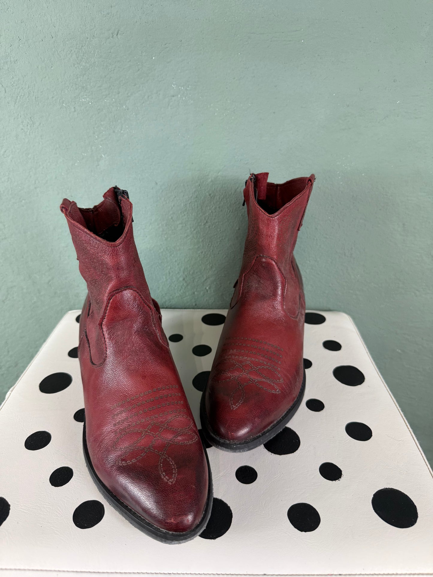 Texano in pelle borgogna n.39