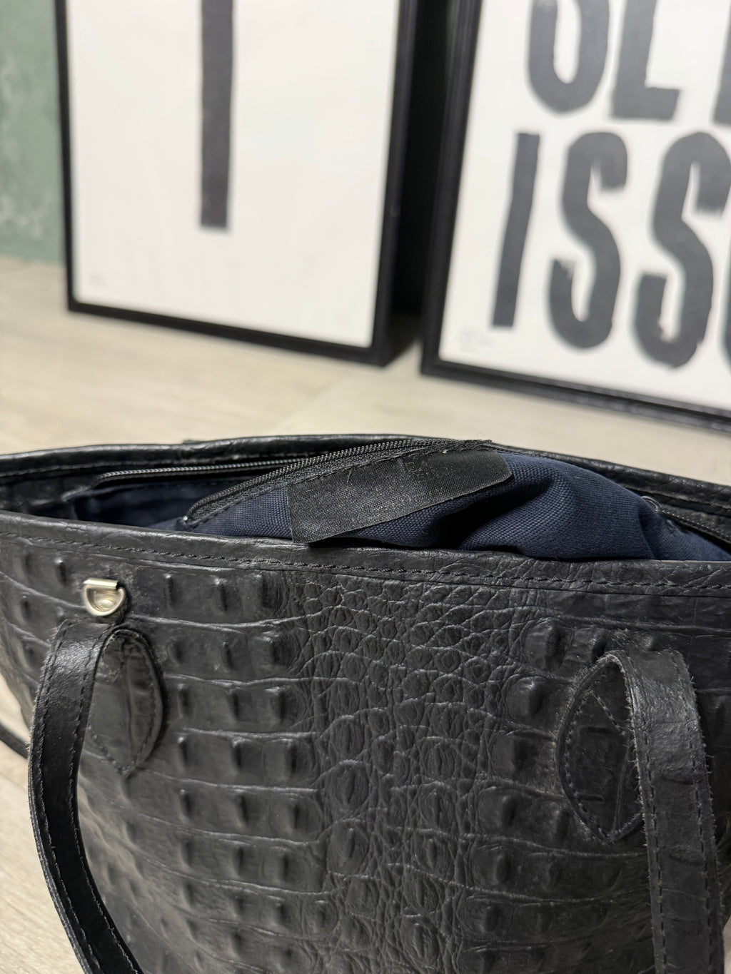 Shopper in pelle stampa cocco