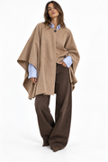 Cappotto mantella cammello lana e viscosa