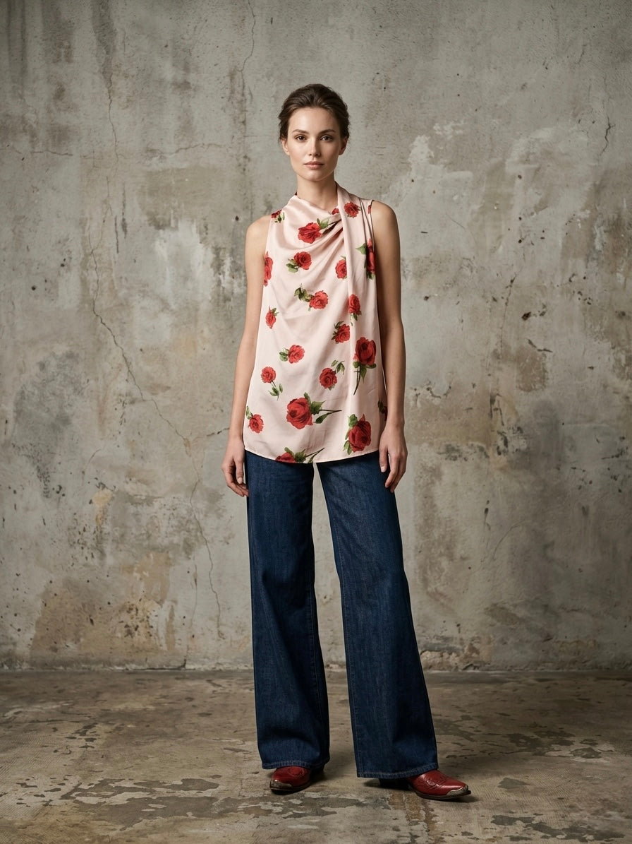 Blusa fantasia fiori MNG