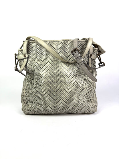 Borsa shopper in pelle intrecciata