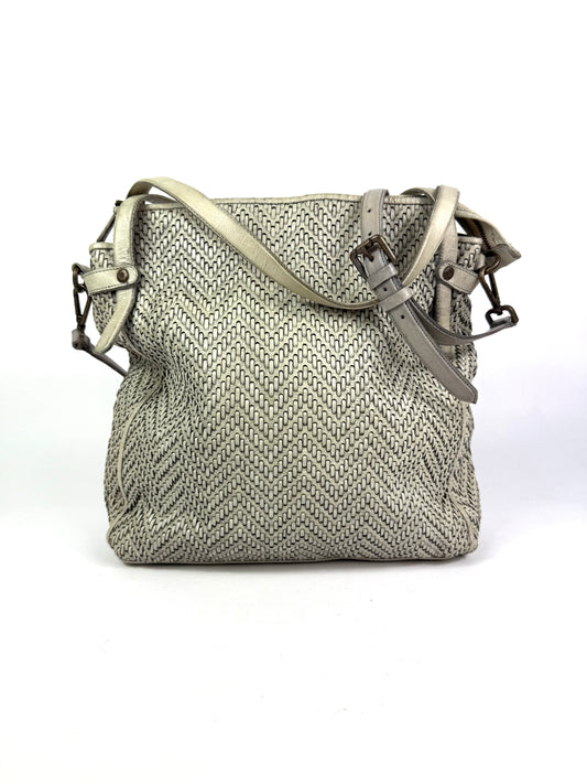 Borsa shopper in pelle intrecciata