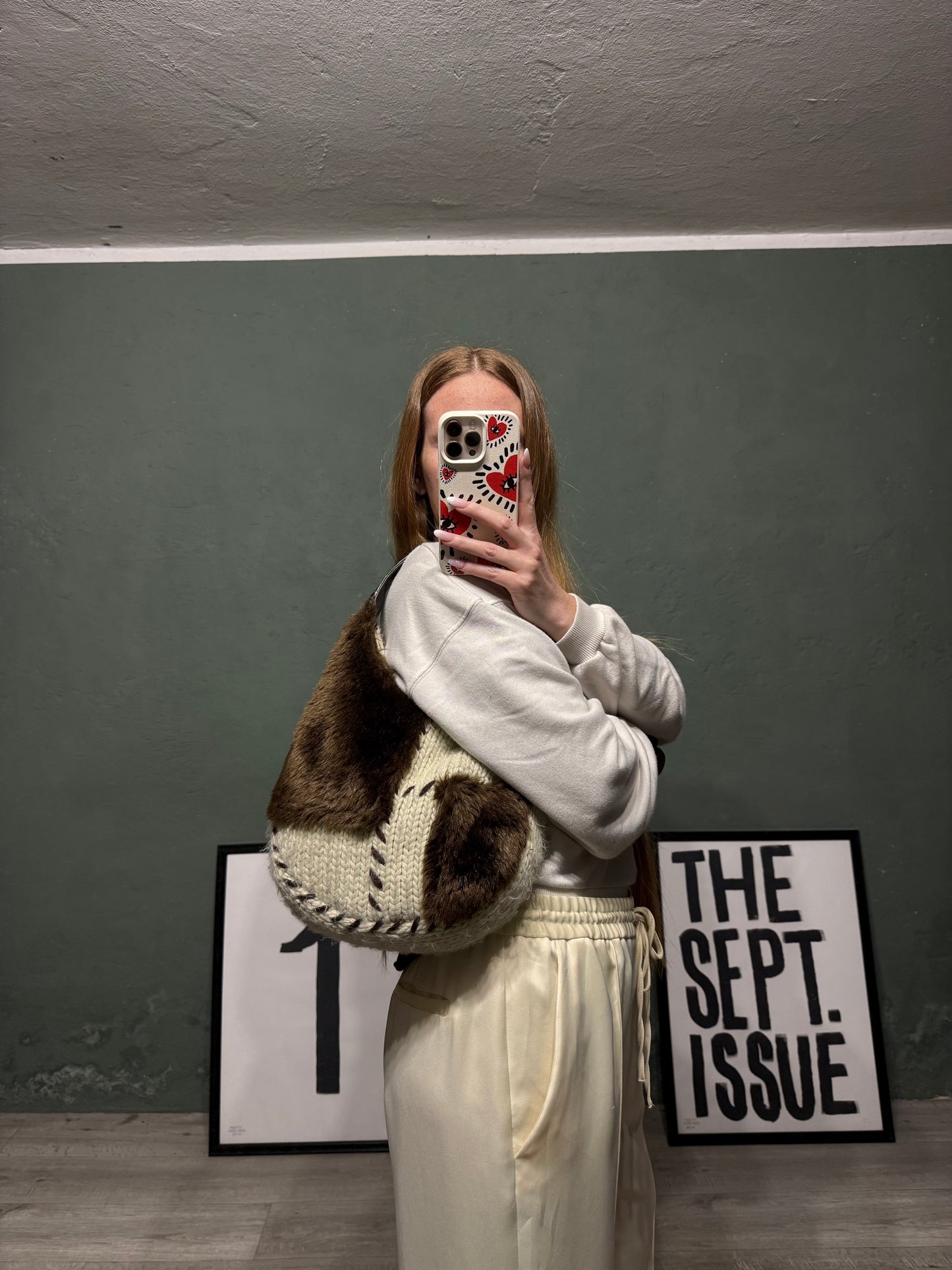 Borsa ‘Funny’ wool & eco fur