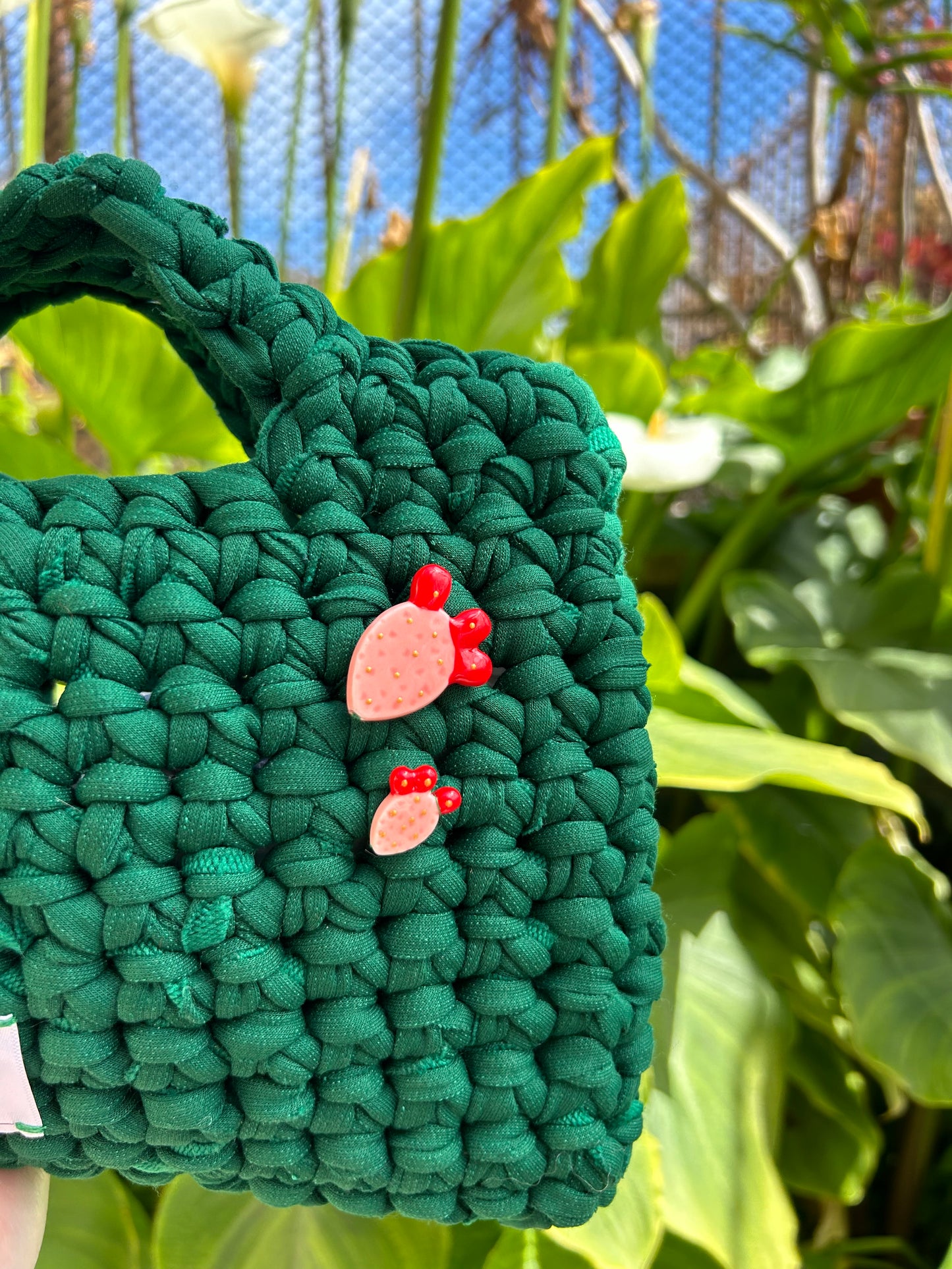 Emerald ficus crochet bag