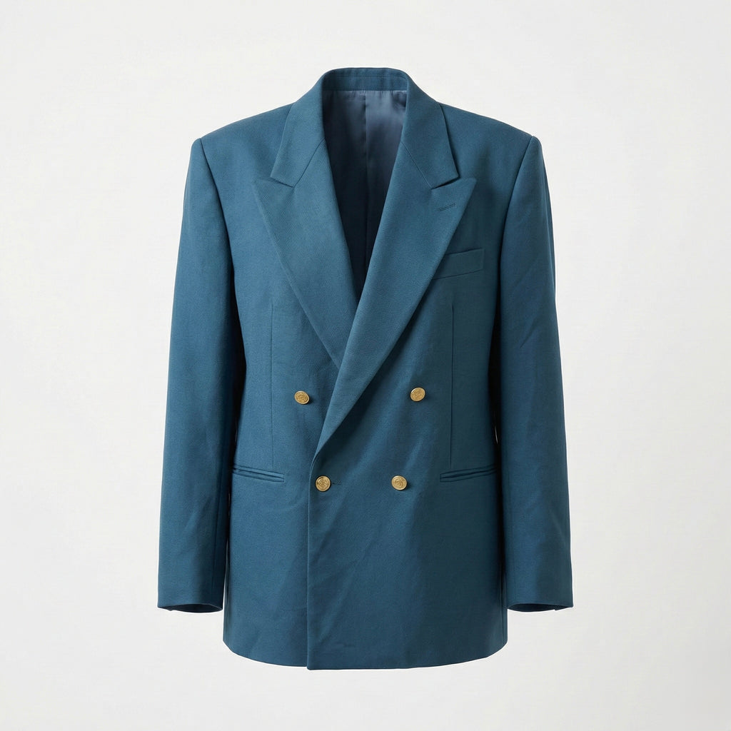 Blazer ottanio doppiopetto ‘Silver Cherries’ handmade