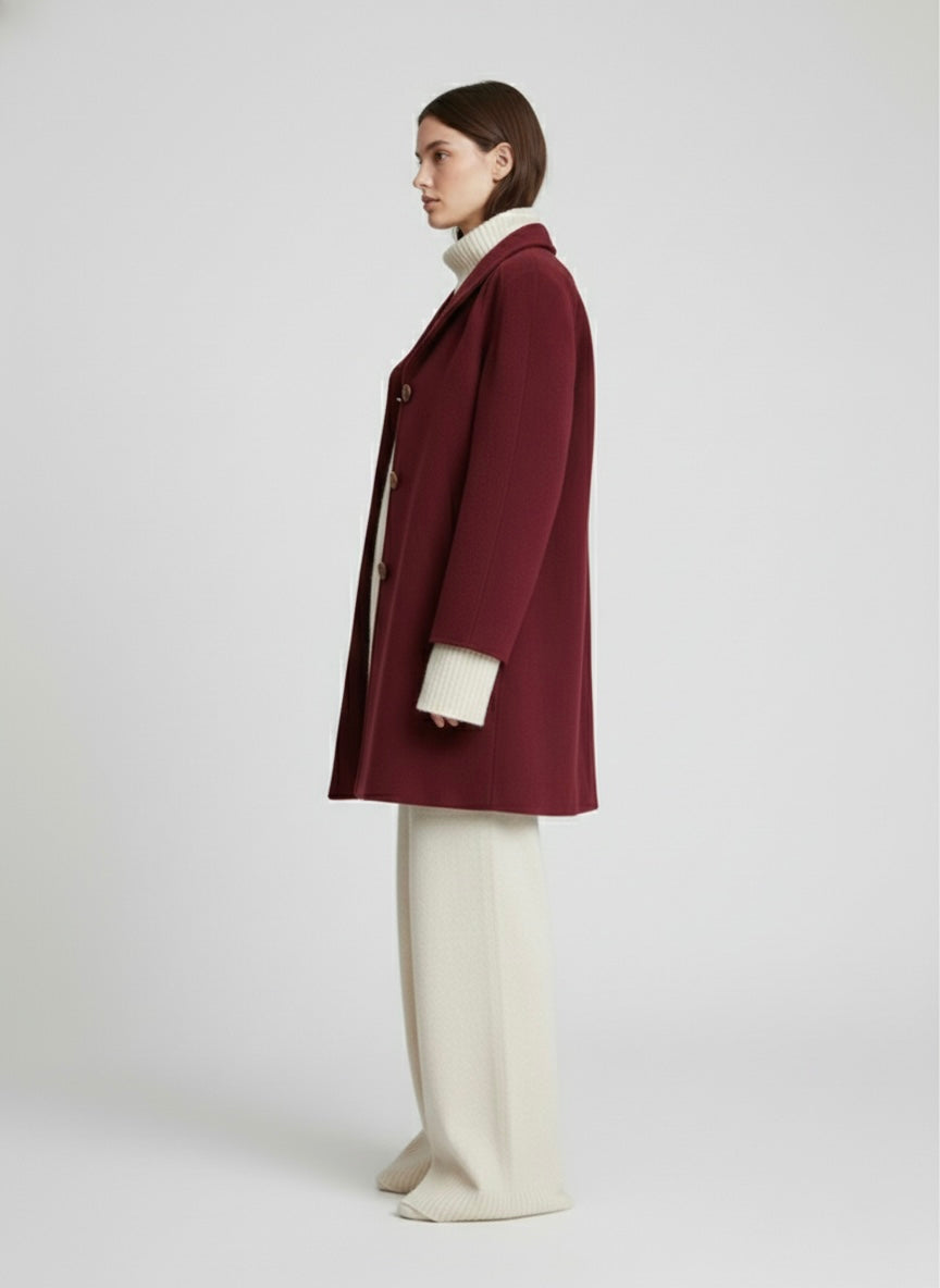 Cappotto monopetto vintage Borgogna  100% lana