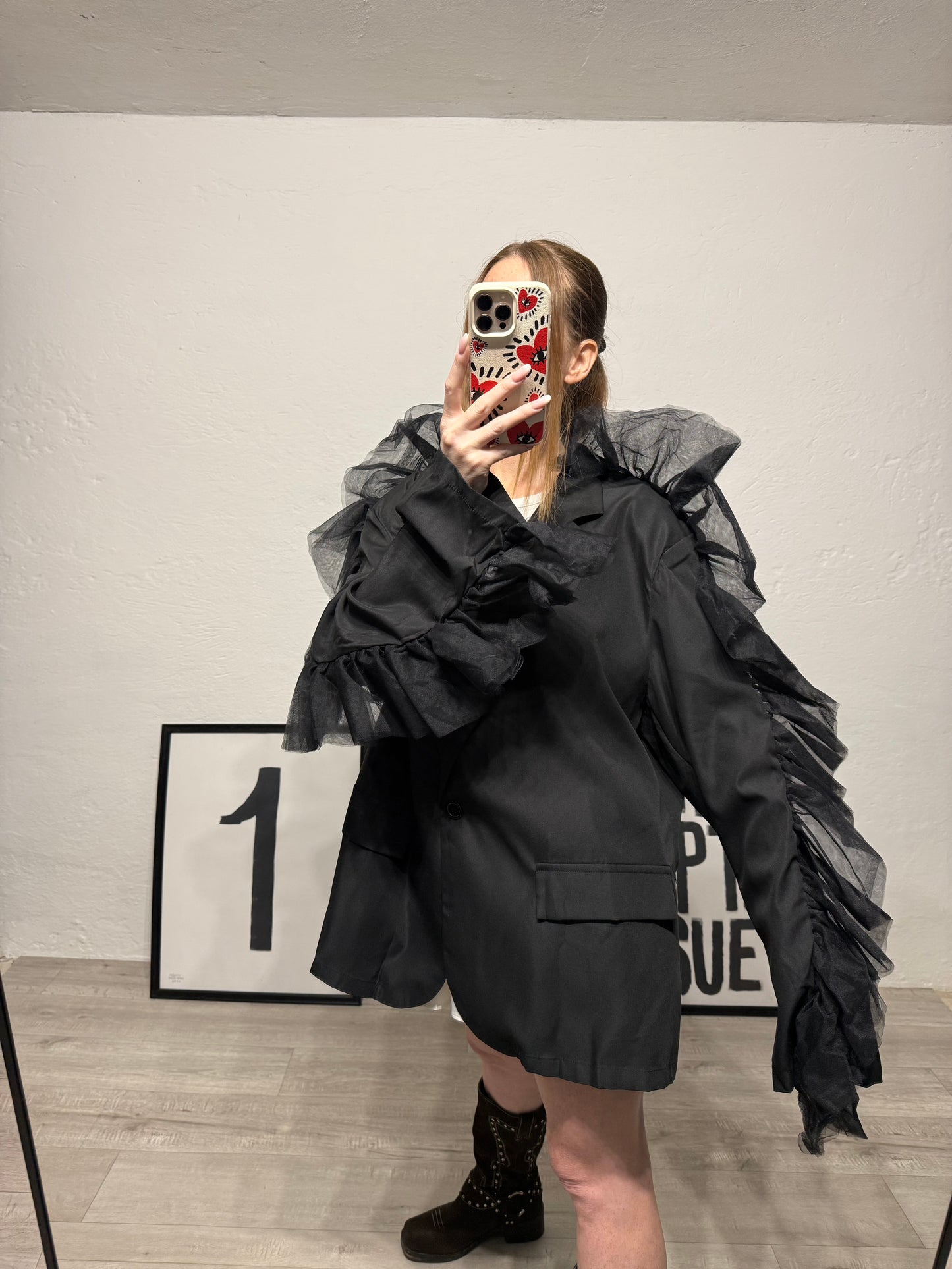 Blazer monopetto tulle upcycling