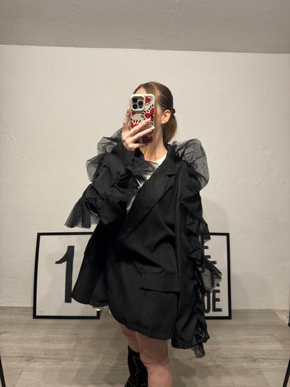 Blazer monopetto tulle upcycling