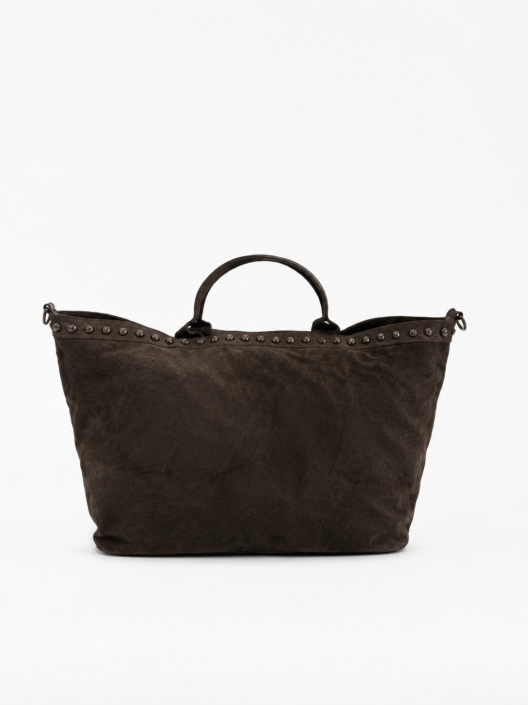 Maxi shopper in pelle e borchie