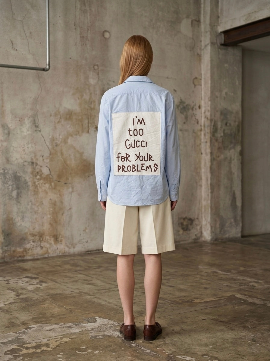 Camicia ‘I’m too Gucci’ reworked