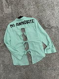 Camicia righe handmade ‘Mi annoiate’ tg.M