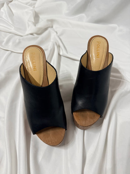 Zoccoli in pelle open toe Pollini