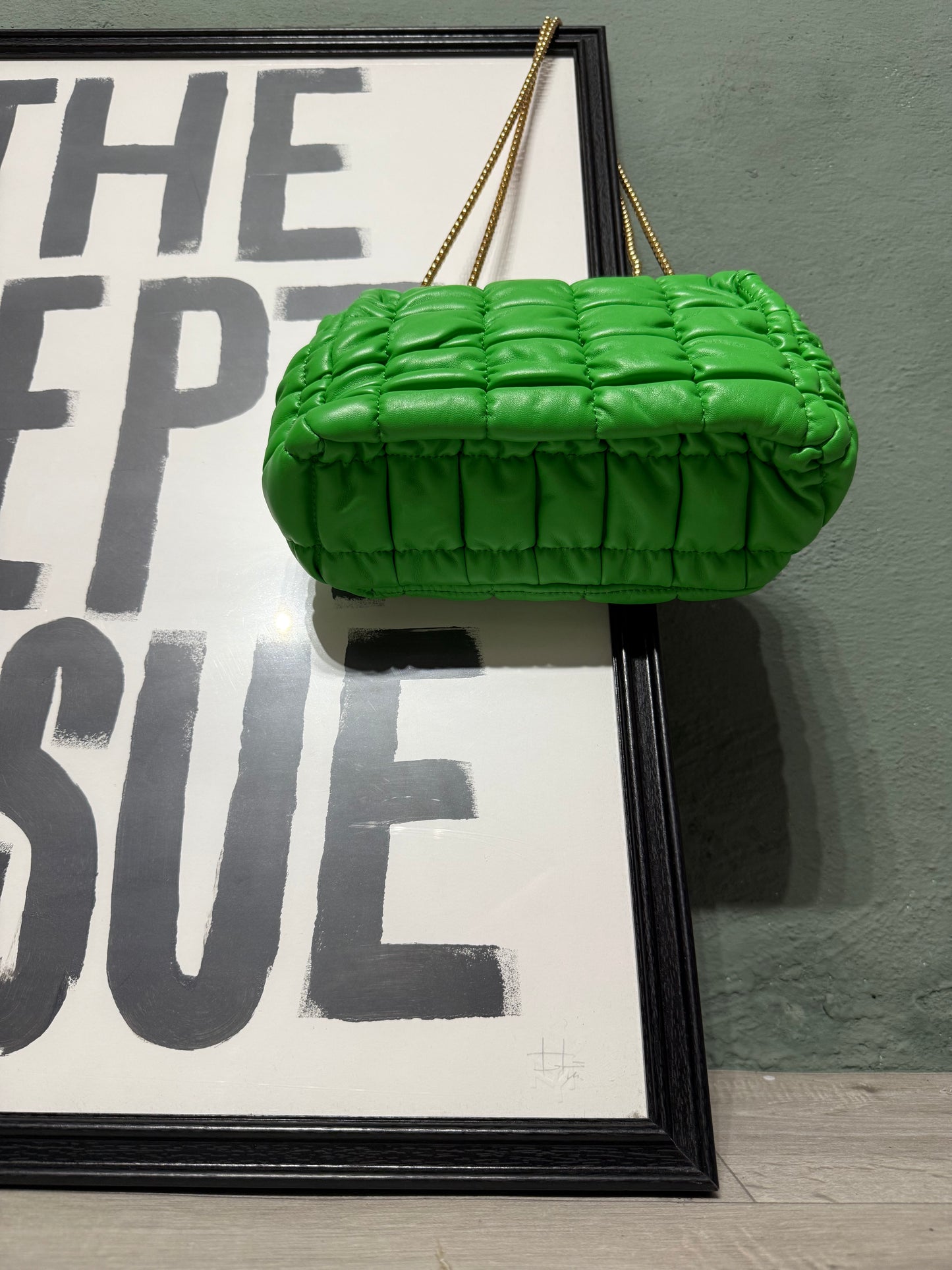 Borsa trapuntata pouf verde