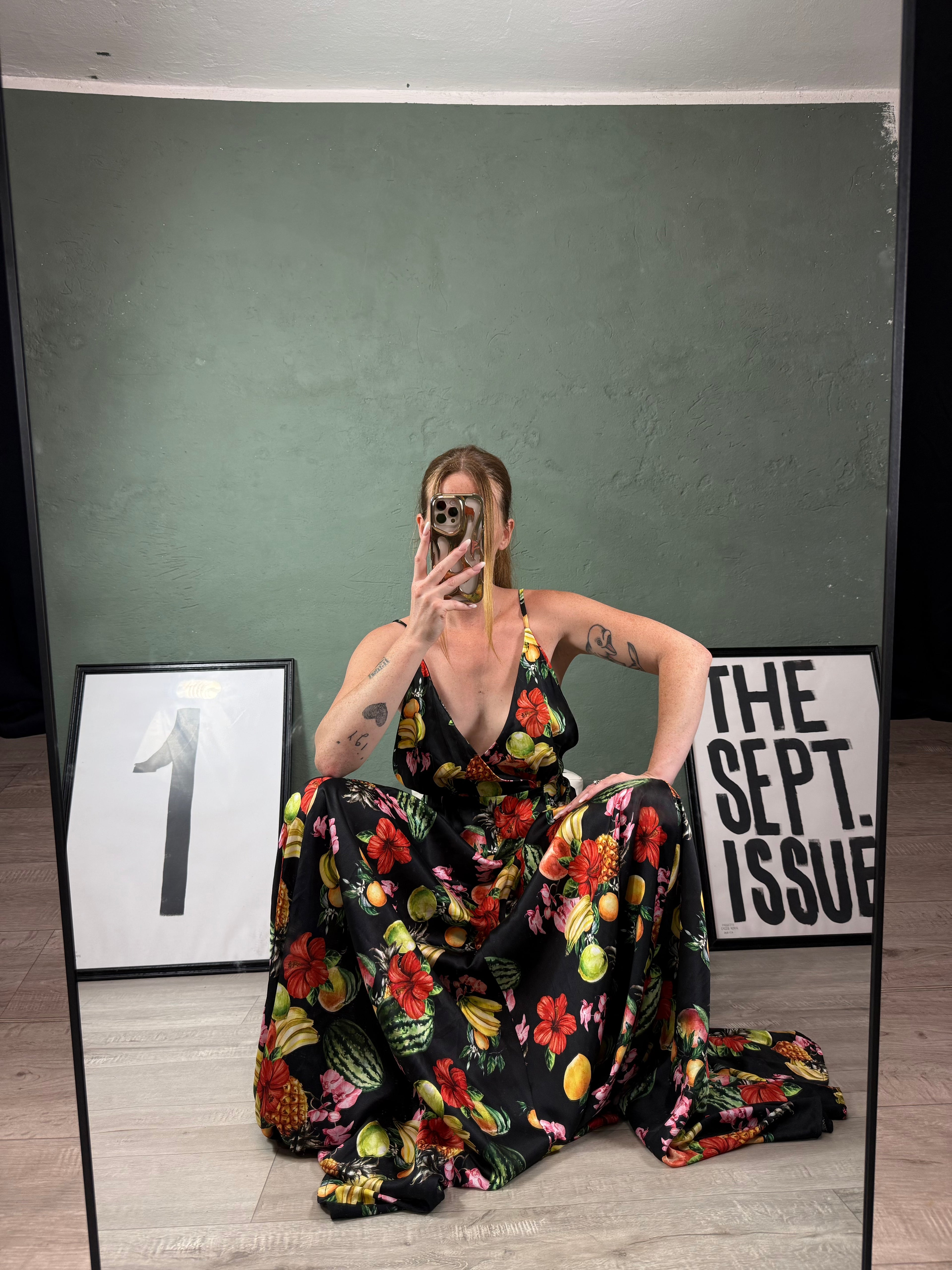 Abito lungo fantasia frutta tg.M