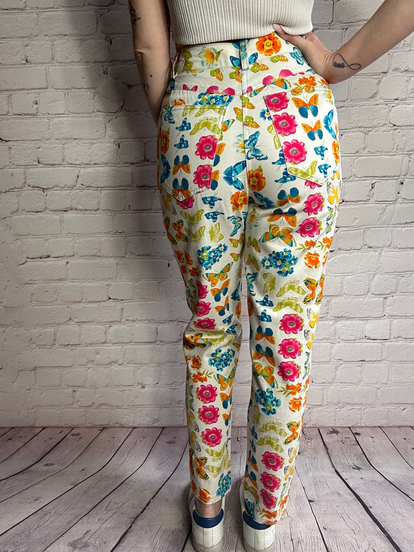 Pantalone fantasia farfalle fiori taglia S