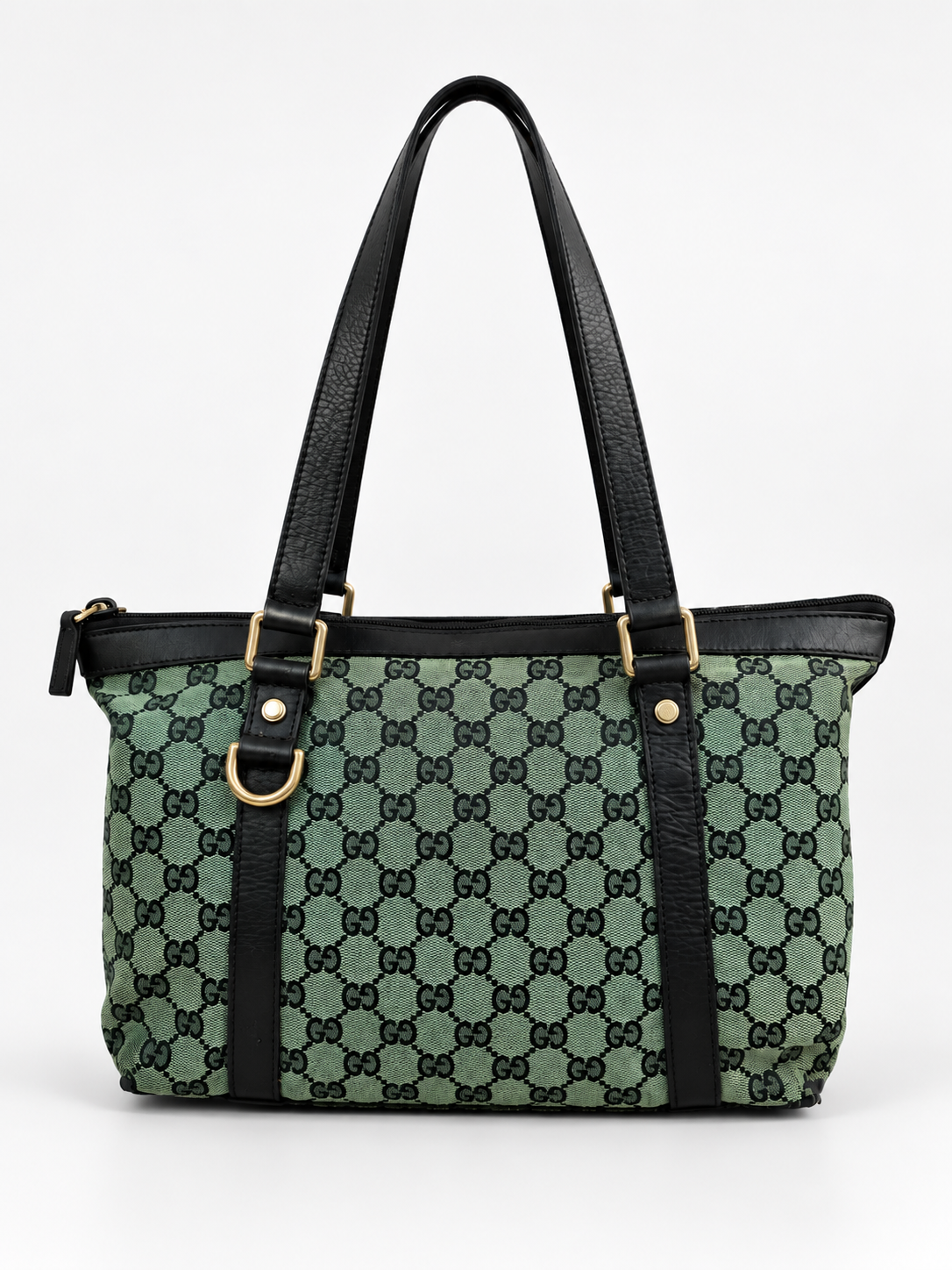 Gucci Tote GG Monogram Abbey Green Vintage Canvas e Pelle
