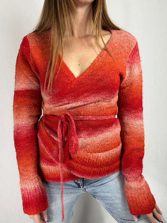 Pull/cardigan scollo V multicolor