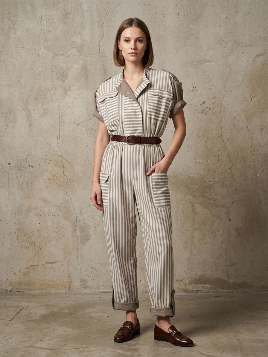 Tuta vintage righe 100% cotone