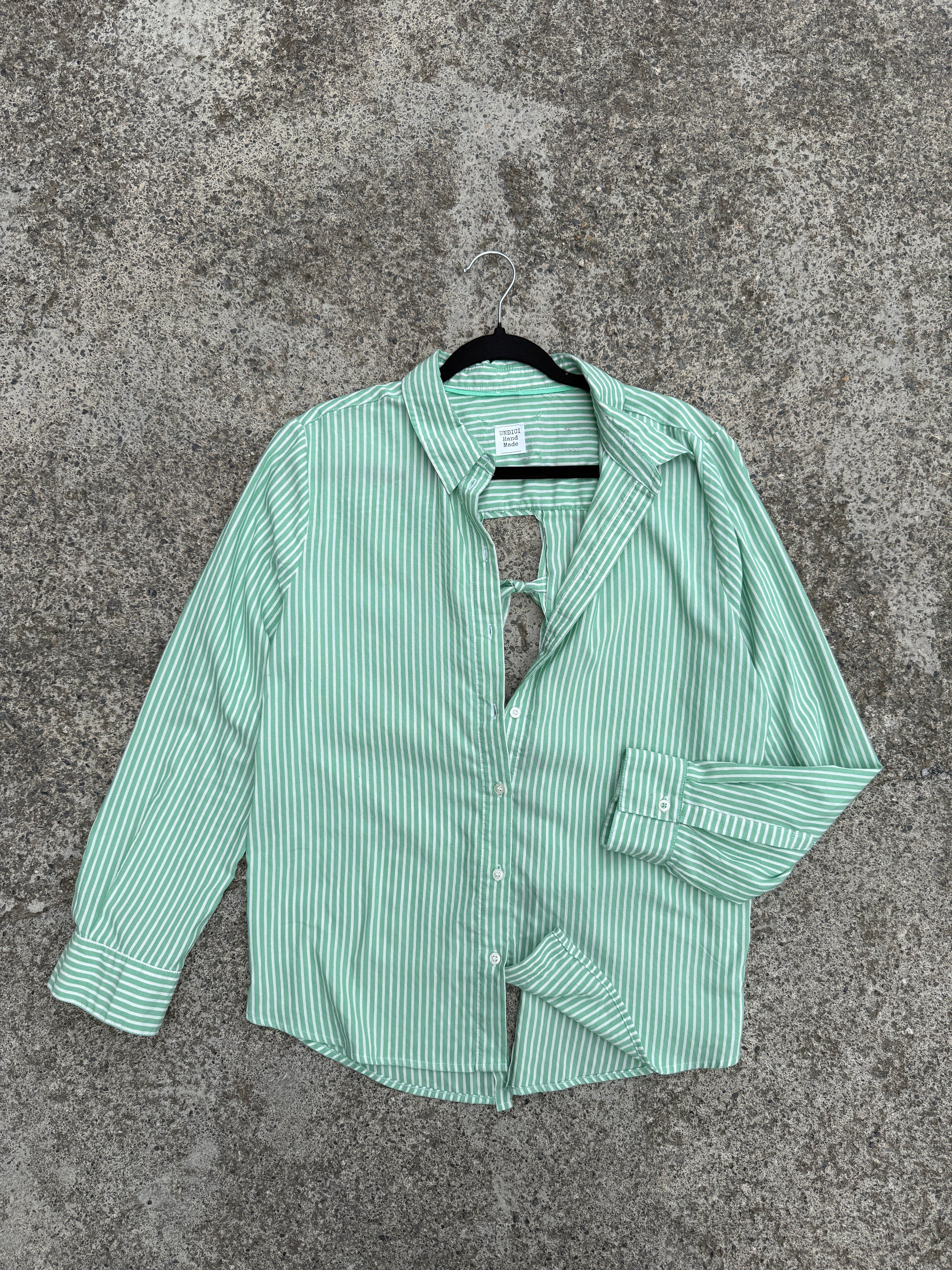 Camicia righe handmade ‘Mi annoiate’ tg.M
