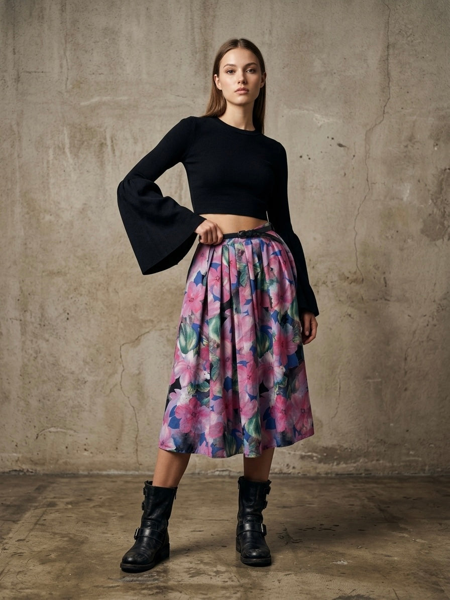 Maxigonna vintage fantasia fiorata