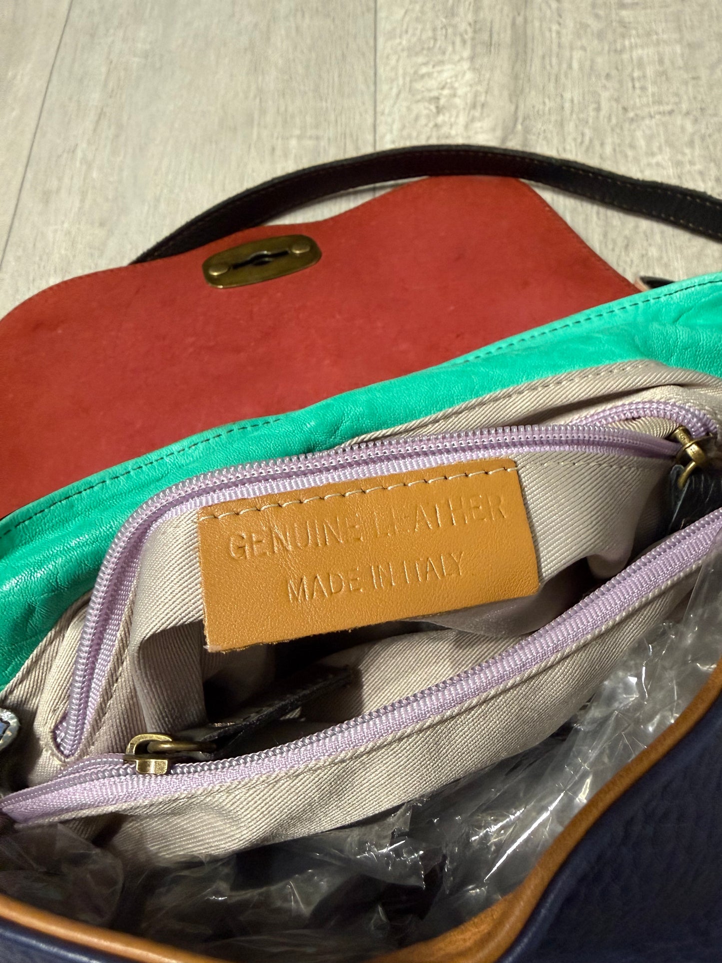 Postina multicolor in pelle handmade