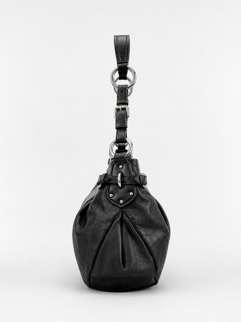 Prada Buckle Pleated Shoulder Hobo Bag Soft Calf Medium
