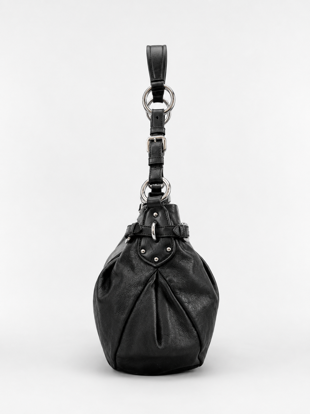 Prada Buckle Pleated Shoulder Hobo Bag Soft Calf Medium