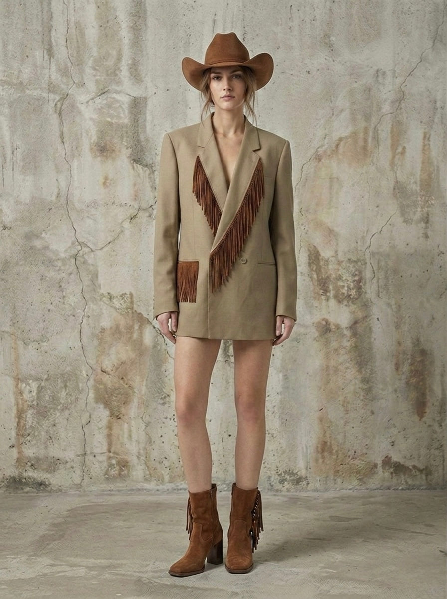 Blazer frange ‘boho chic’ reworked